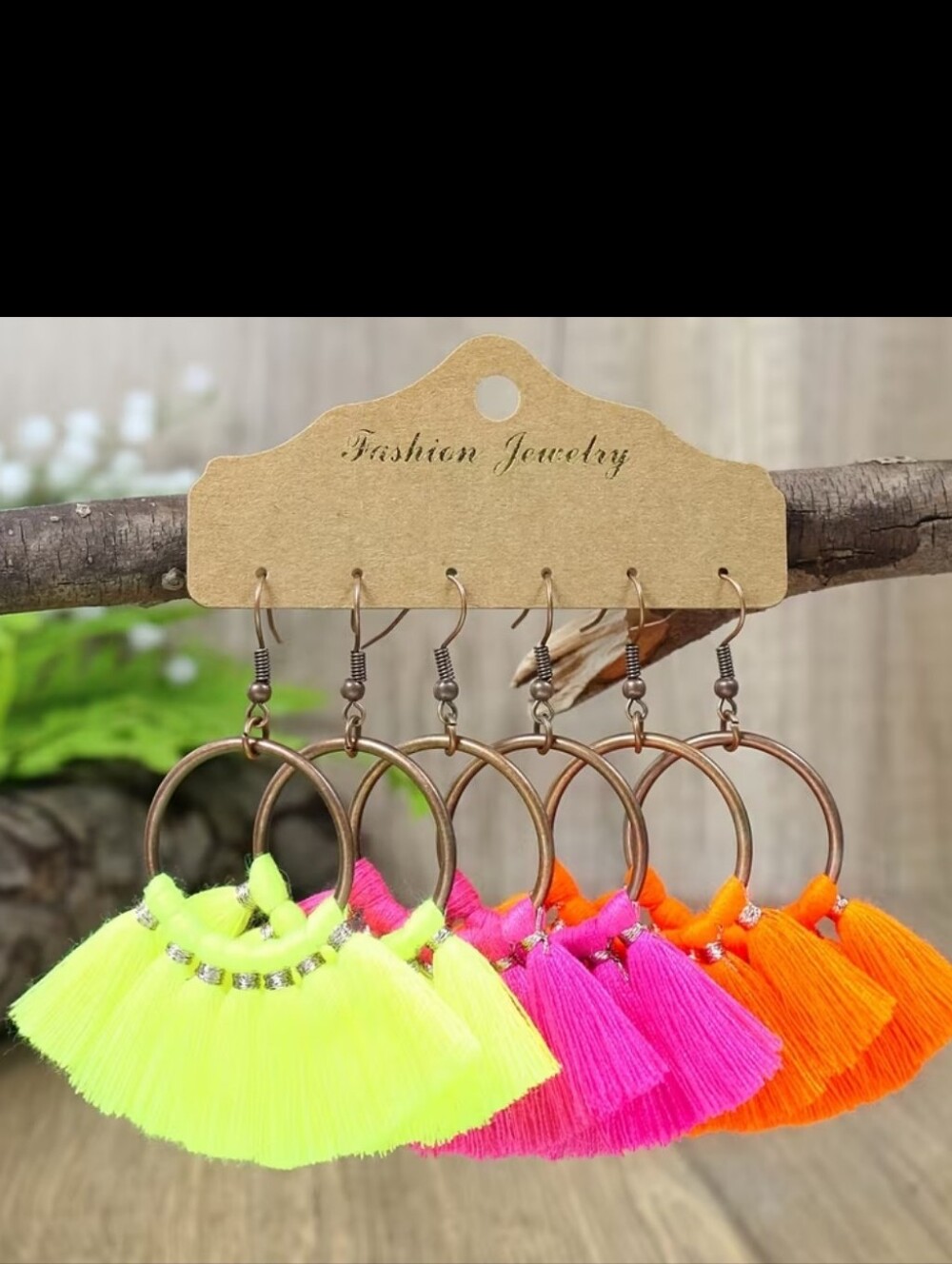🆕️💛🧡💖NEON COLOURED TASSEL BOHO EARRINGS - SET OF 3💖🧡💛